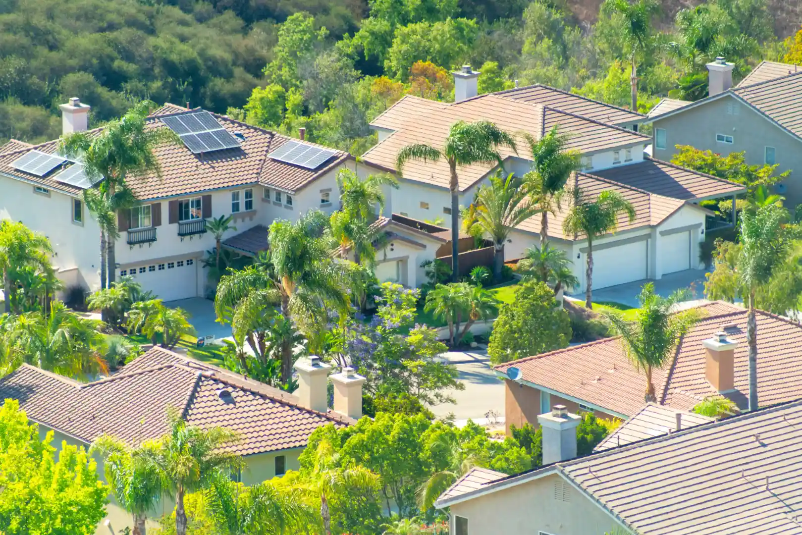 Aerial view of a small resort town